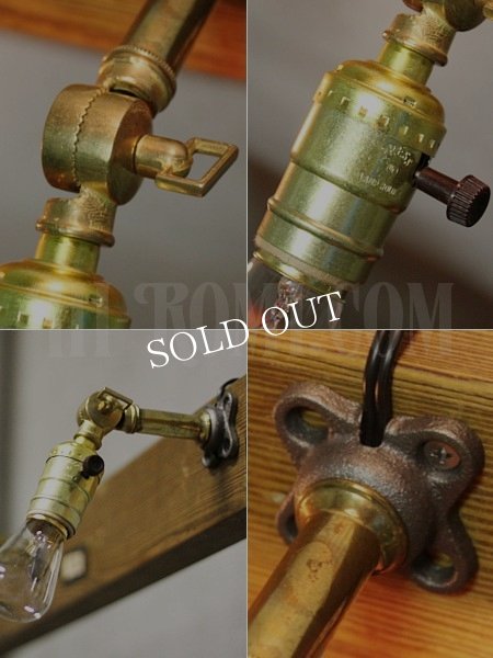 USAヴィンテージ工業系アルミ製Fソケット角度調整付ブラケットランプA/アンティーク壁掛け照明ライト