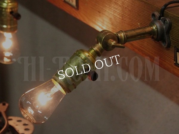 USAヴィンテージ工業系アルミ製Fソケット角度調整付ブラケットランプA/アンティーク壁掛け照明ライト