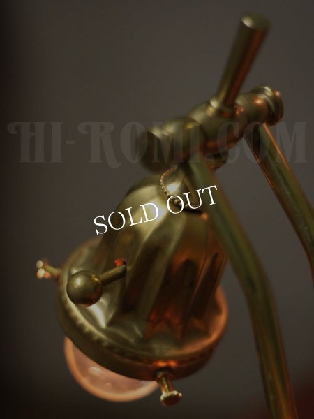 真鍮製角度調整ダブルアームベル型カップ付ブラケットライト/ヴィンテージ壁掛け照明アトリエランプ