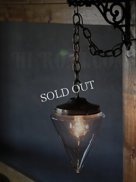 画像3: 工業系ペンダントライト照明｜三角ガラスシェードスワッグランプ (3)