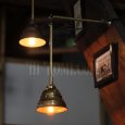 画像1: 工業系照明｜1920年代ミニ真鍮シェード&ポール付吊下ライト (1)