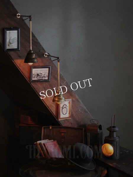 画像5: 工業系照明｜1920年代ミニ真鍮シェード&ポール付吊下ライト (5)