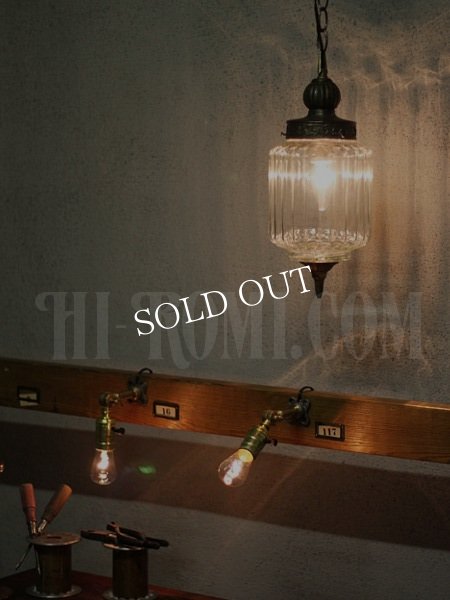 画像2: USAクリアガラススワッグランプ/ヴィンテージペンダント吊下げライト (2)