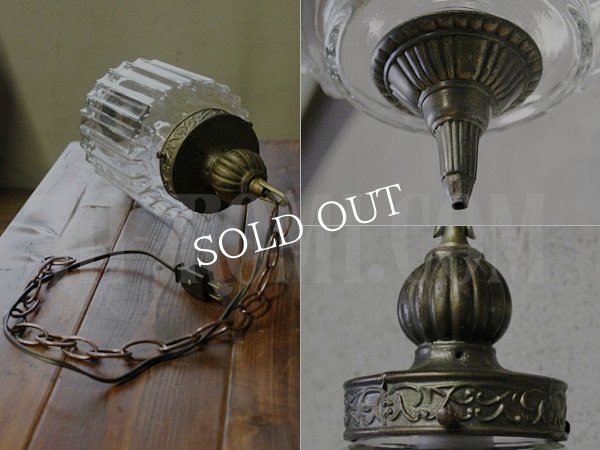 画像5: USAクリアガラススワッグランプ/ヴィンテージペンダント吊下げライト (5)