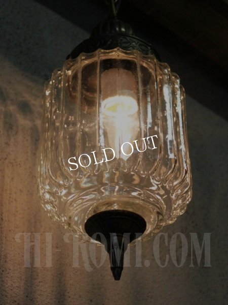 画像4: USAクリアガラススワッグランプ/ヴィンテージペンダント吊下げライト (4)
