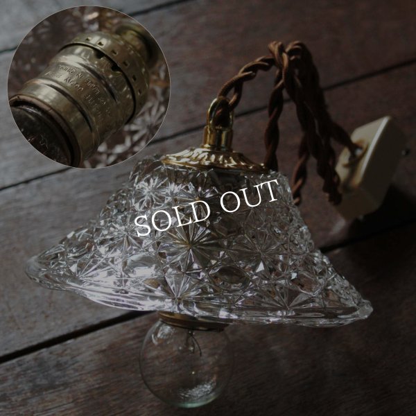 プレスガラスシェード１灯ミニペンダントランプ/アンティーク吊下照明ライト