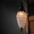 画像1: USAヴィンテージクリアプレスガラススワッグペンダントランプＡ/アンティークハンギング吊下げライト/ダイヤ型 (1)