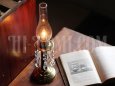 画像4: ヴィンテージガラス製チムニー＆プリズム付テーブルランプ/アンティーク真鍮照明 (4)