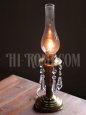 画像1: ヴィンテージガラス製チムニー＆プリズム付テーブルランプ/アンティーク真鍮照明 (1)