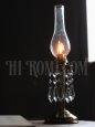 画像2: ヴィンテージガラス製チムニー＆プリズム付テーブルランプ/アンティーク真鍮照明 (2)