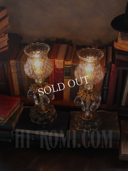 アンティークテーブルライト｜ダイヤ格子アーガイルガラス卓上照明