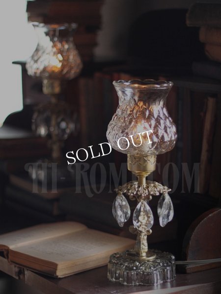 アンティークテーブルライト｜ダイヤ格子アーガイルガラス卓上照明