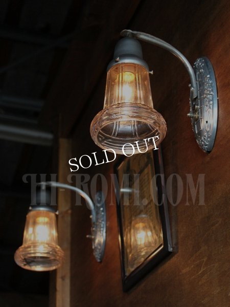 画像4: ヴィンテージガラスシェード付ピューター製花柄ベースのブラケットランプA/アンティークヴィクトリアンレトロ照明壁掛けウォールライト (4)