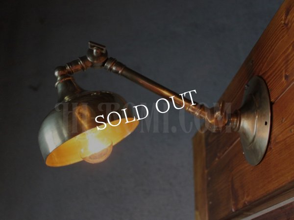 ヴィンテージ工業系２点角度調整付きキーレス真鍮ブラケットライトA/アンティーク壁掛け照明インダストリアルウォールランプ