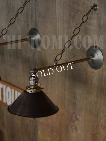 工業系ヴィンテージシェード&チェーン付真鍮製ブラケットライトB/アンティークインダストリアル鎖付壁掛照明ランプ
