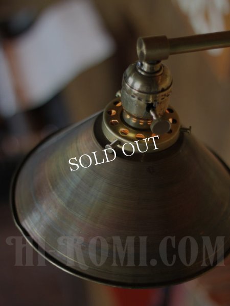 工業系ヴィンテージシェード&チェーン付真鍮製ブラケットライトB/アンティークインダストリアル鎖付壁掛照明ランプ