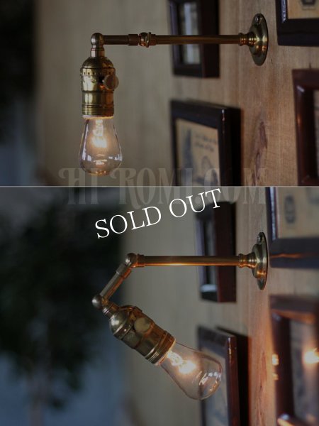 工業系ミニ角度調整付き真鍮ブラケットライト/インダストリアルウォールランプ/壁掛け照明