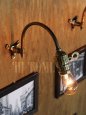 工業系ホブネイル鍵付き湾曲アーム真鍮ブラケットライトA/インダストリアルウォールランプ/壁掛け照明