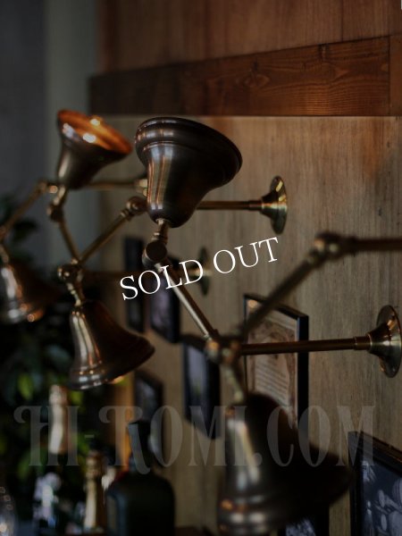 工業系真鍮製2点角度調整&深型シェード付き真鍮ブラケットライトA/インダストリアルウォールランプ/壁掛け照明