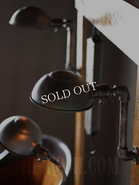 USAヴィンテージ工業系ラウンドシェード&ファットボーイソケット付きブラケットA/スチームパンクインダストリアルアンティーク照明壁掛ランプ