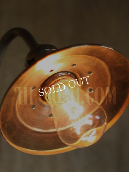 USAヴィンテージ真鍮製皿状シェード&ミニ角度調整付きブラケットランプ/インダストリアル照明工業系アンティークライト