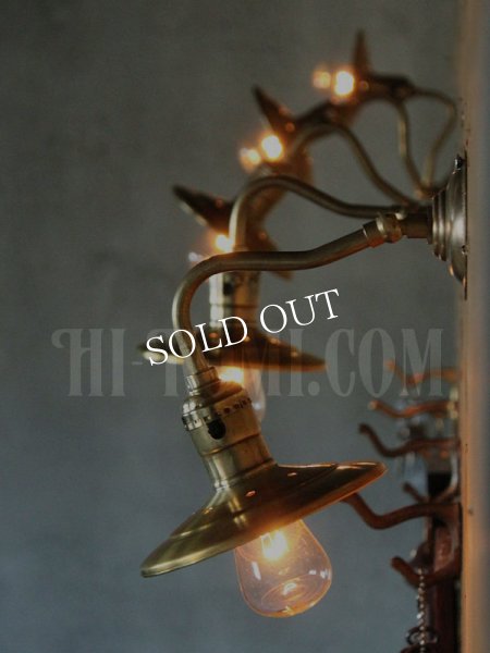 USAヴィンテージ真鍮製皿状シェード&ミニ角度調整付きブラケットランプ/インダストリアル照明工業系アンティークライト