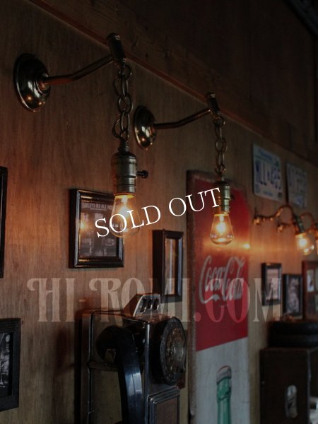 USAヴィンテージEAGLE社アルミ製ファットボーイソケットチェーン付きブラケットA/アンティーク工業系照明壁掛鎖ランプ