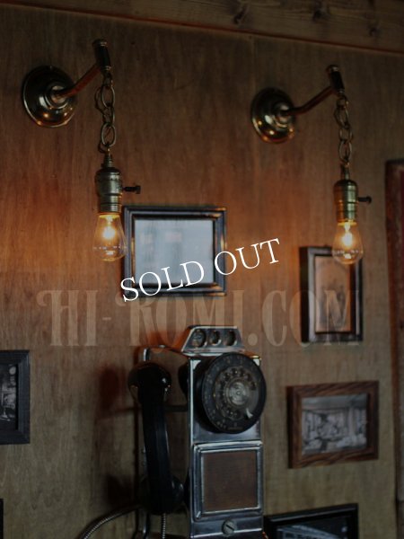 USAヴィンテージEAGLE社アルミ製ファットボーイソケットチェーン付きブラケットA/アンティーク工業系照明壁掛鎖ランプ