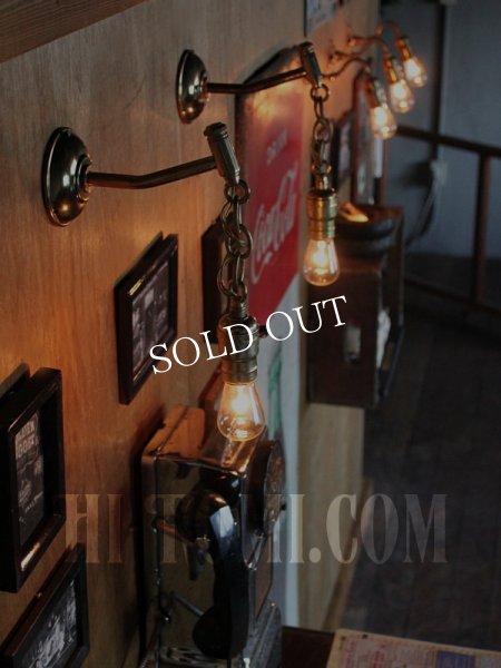 USAヴィンテージEAGLE社アルミ製ファットボーイソケットチェーン付きブラケットA/アンティーク工業系照明壁掛鎖ランプ