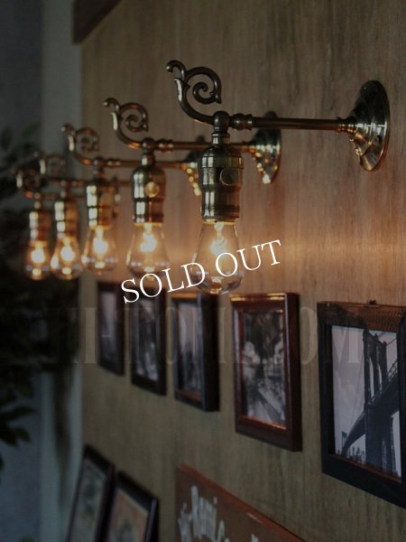 USAヴィンテージフォーリッジスクロールLEVITON社製ソケット真鍮ブラケットライトA｜アンティークウォールランプ唐草壁掛け照明