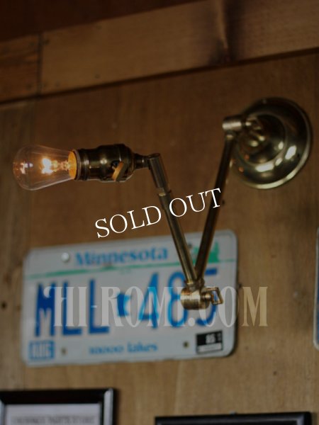 USAヴィンテージ3点角度調整付き真鍮製ブラケット/アンティーク工業系照明壁掛ランプ