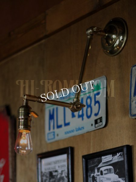 USAヴィンテージ3点角度調整付き真鍮製ブラケット/アンティーク工業系照明壁掛ランプ