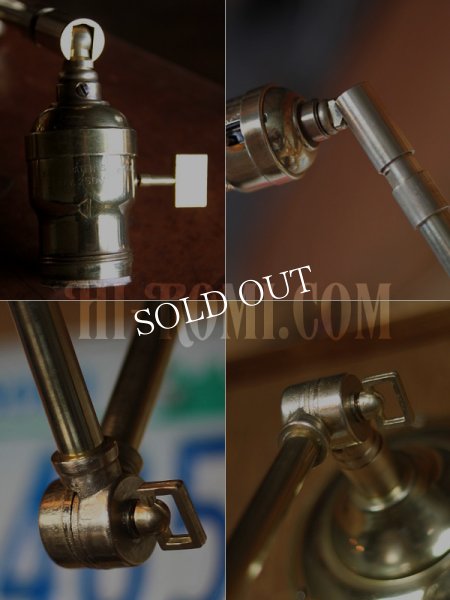 USAヴィンテージ3点角度調整付き真鍮製ブラケット/アンティーク工業系照明壁掛ランプ