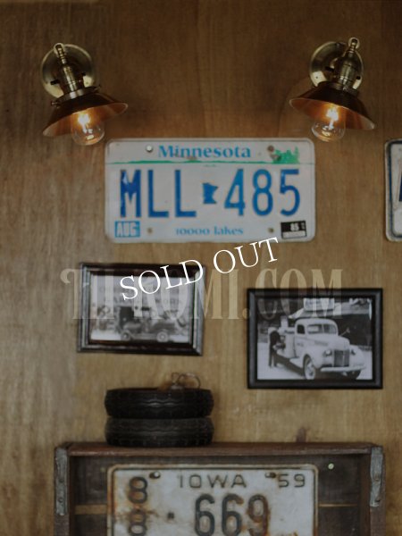 USAヴィンテージミニシェード＆角度調整付き真鍮製ブラケット/アンティーク工業系照明壁掛ランプ