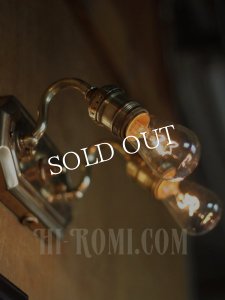 工業系真鍮製スクエアベース2灯ブラケット/ヴィクトリアンウォール