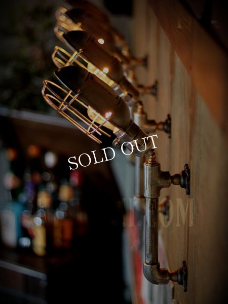 USAヴィンテージワイヤーケージ付き２点固定式工業系ブラケットC/インダストリアルトラブルライト/スチームパンク壁掛照明ウォールランプ