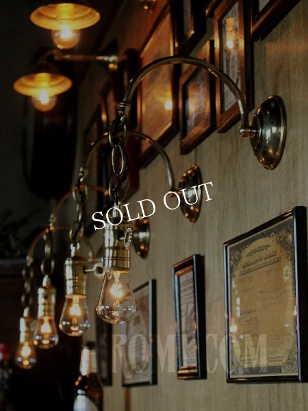 USAヴィンテージ真鍮製鍵付きソケット&チェーン付き工業系ブラケットA/インダストリアル照明ライト