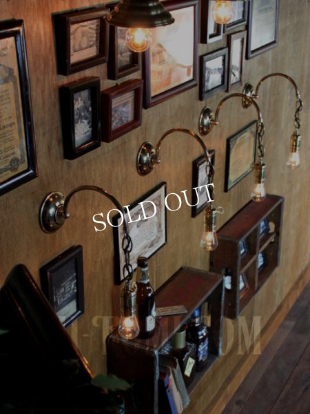 USAヴィンテージ真鍮製鍵付きソケット&チェーン付き工業系ブラケットA/インダストリアル照明ライト