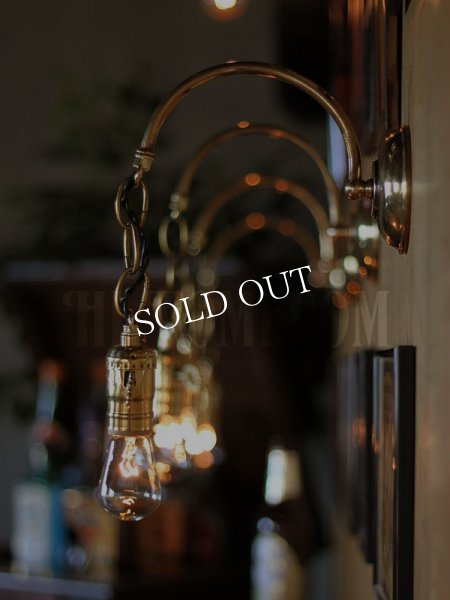 USAヴィンテージ真鍮製鍵付きソケット&チェーン付き工業系ブラケットA/インダストリアル照明ライト