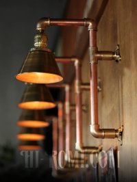 画像2: USAヴィンテージシェード付２点固定式真鍮&銅製工業系ブラケットC/インダストリアルトラブルライト/スチームパンク壁掛照明ウォールランプ