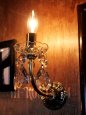 USAヴィンテージガラス製ダブルカットプリズム付ミニシャンデリアウォールランプA｜アンティークブラケットライト壁掛け照明