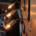 USAヴィンテージ鍵スイッチ付き真鍮製カーブアーム工業系ブラケットA/アンティークウォールランプインダストリアル照明壁掛ランプ