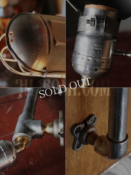 USAヴィンテージワイヤーケージ付き２点固定式工業系ブラケットライト/インダストリアルトラブルライト/スチームパンク壁掛照明ウォールランプ