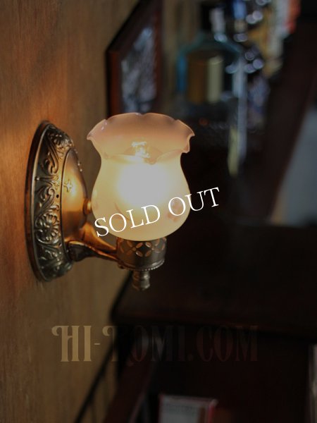 画像4: ヴィンテージコロニアルくもりガラスフリルシェードのブラケット/チムニーハリケーンヴィクトリアン壁照明 (4)