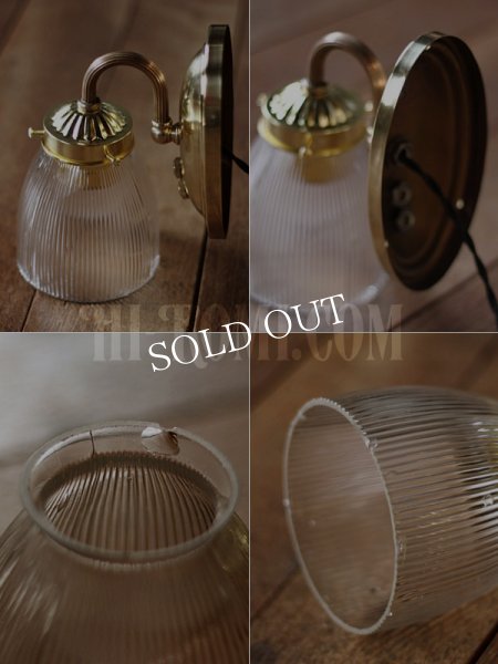 画像5: ヴィンテージコロニアルホルフェン調ガラスシェードミニブラケットランプ/ヴィクトリアン工業系壁照明 (5)