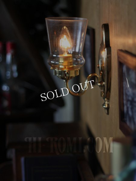 画像2: ヴィンテージコロニアルクリアガラスチムニーシェードブラケットランプ/ヴィクトリアンハリケーン壁照明 (2)