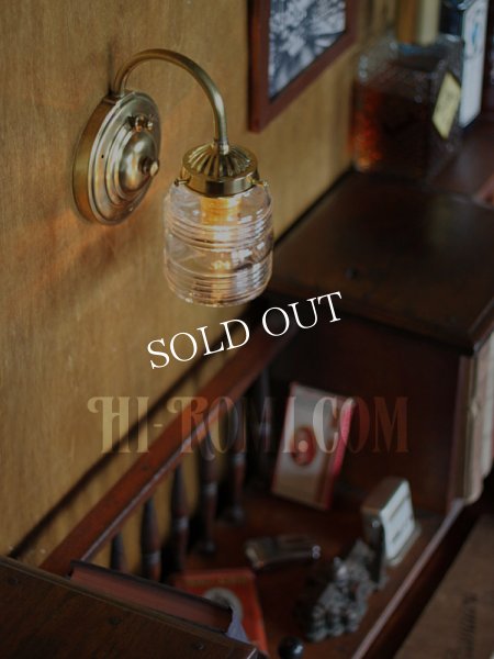 画像3: ヴィンテージコロニアルクリアガラスビーハイブシェード真鍮ブラケットランプ/ヴィクトリアン壁照明 (3)