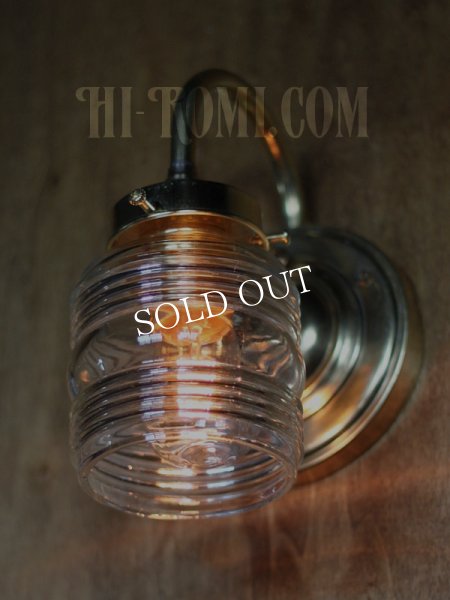 画像4: ヴィンテージコロニアルクリアガラスビーハイブシェード真鍮ブラケットランプ/ヴィクトリアン壁照明 (4)