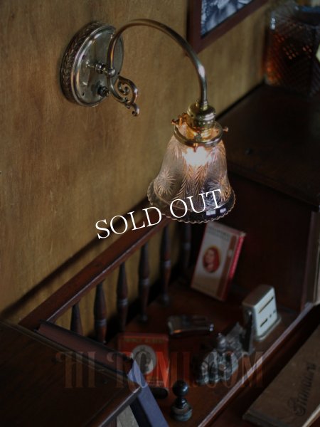 画像3: ヴィンテージコロニアルクリアガラス草花柄カットシェードブラケットランプ/ヴィクトリアン壁照明 (3)