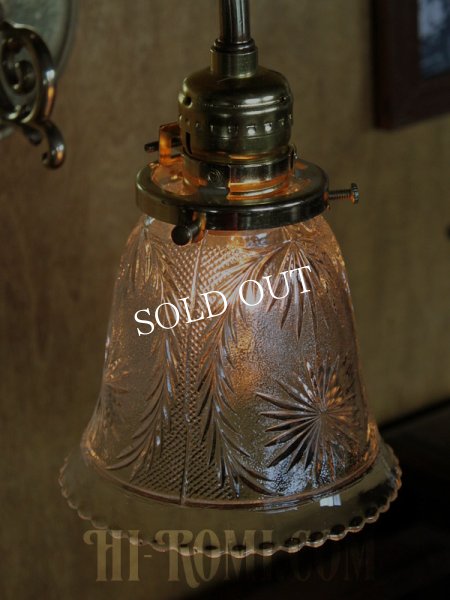 画像4: ヴィンテージコロニアルクリアガラス草花柄カットシェードブラケットランプ/ヴィクトリアン壁照明 (4)